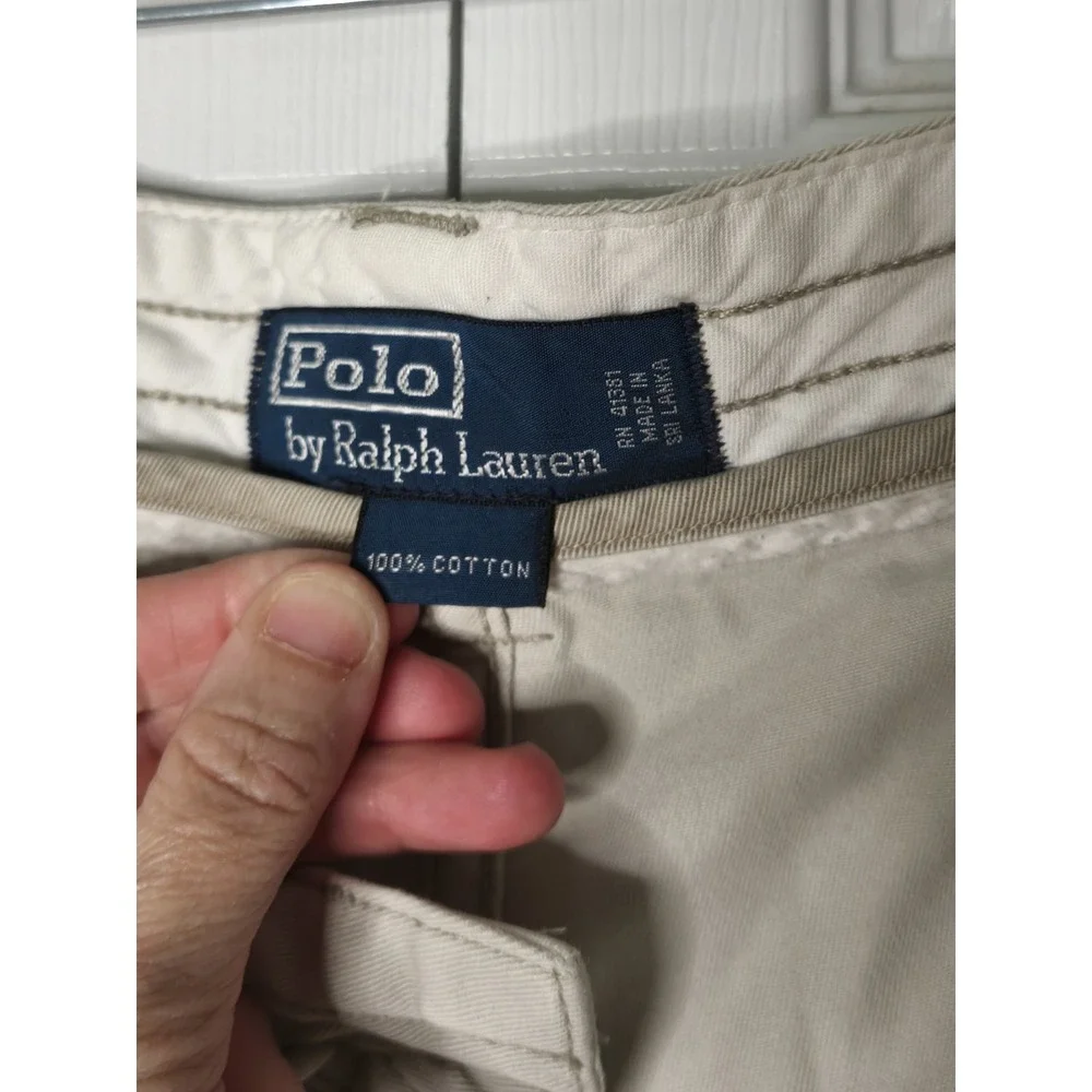 Vintage Polo Ralph Lauren Cargo Shorts Mens 42 Khaki Baggy Twill Casual 90s‎ Y2K